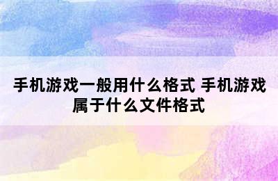 手机游戏一般用什么格式 手机游戏属于什么文件格式